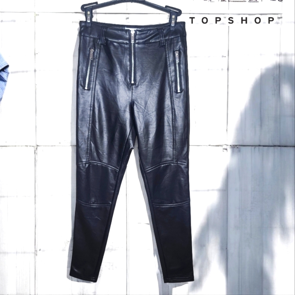 TOPSHOP Faux Leather Pant- 4P